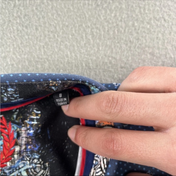 Au Noir Men's Shirt Button Up Long Sleeve Size 8 4XL Blue Abstract Poker - Picture 6 of 8